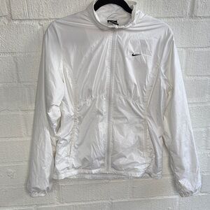 Nike Embroidered Windbreaker White Zip-Up Jacket sz M